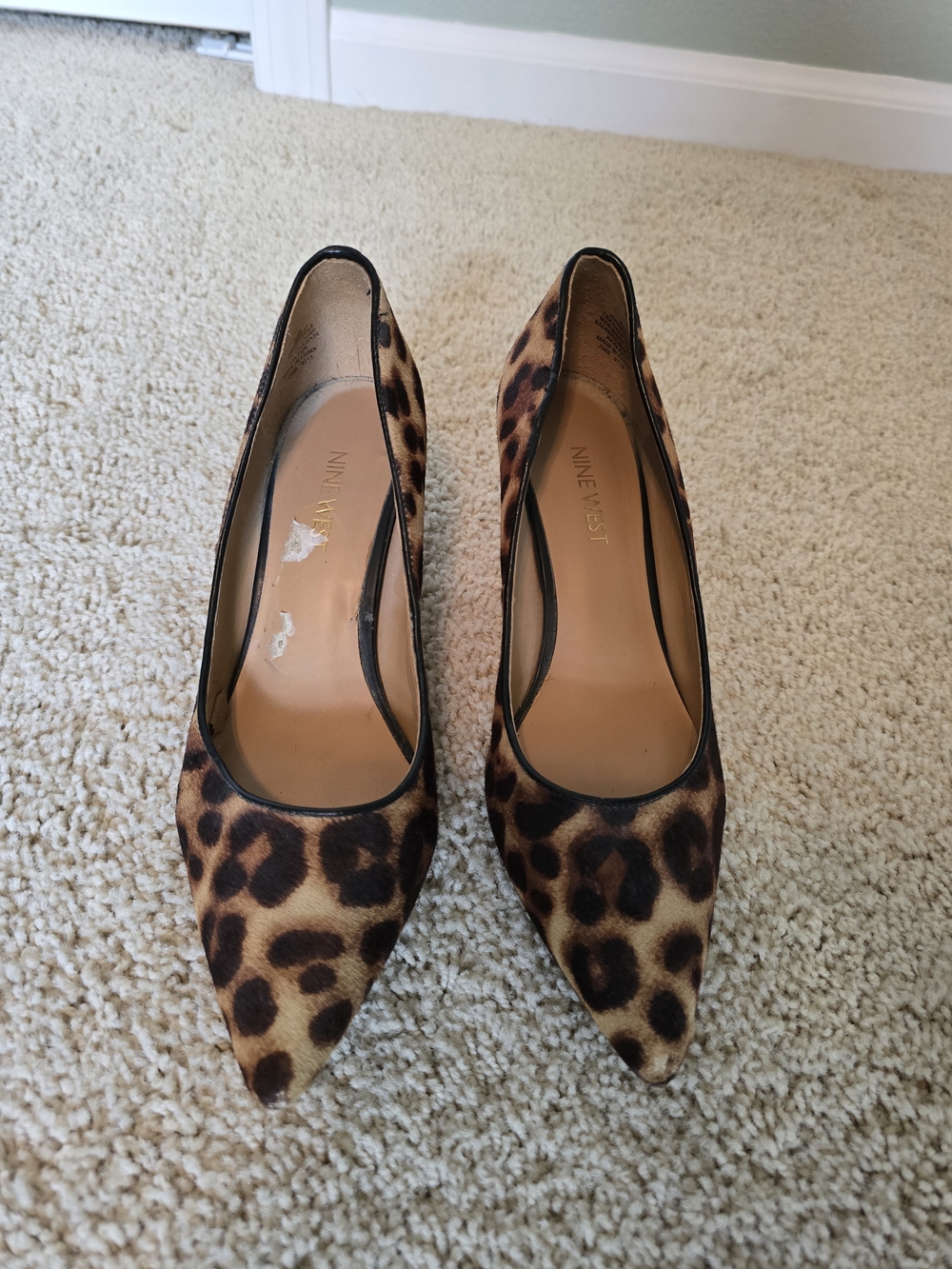 Nine West Leopard-Print Pointed Toe Pumps - Black & Brown